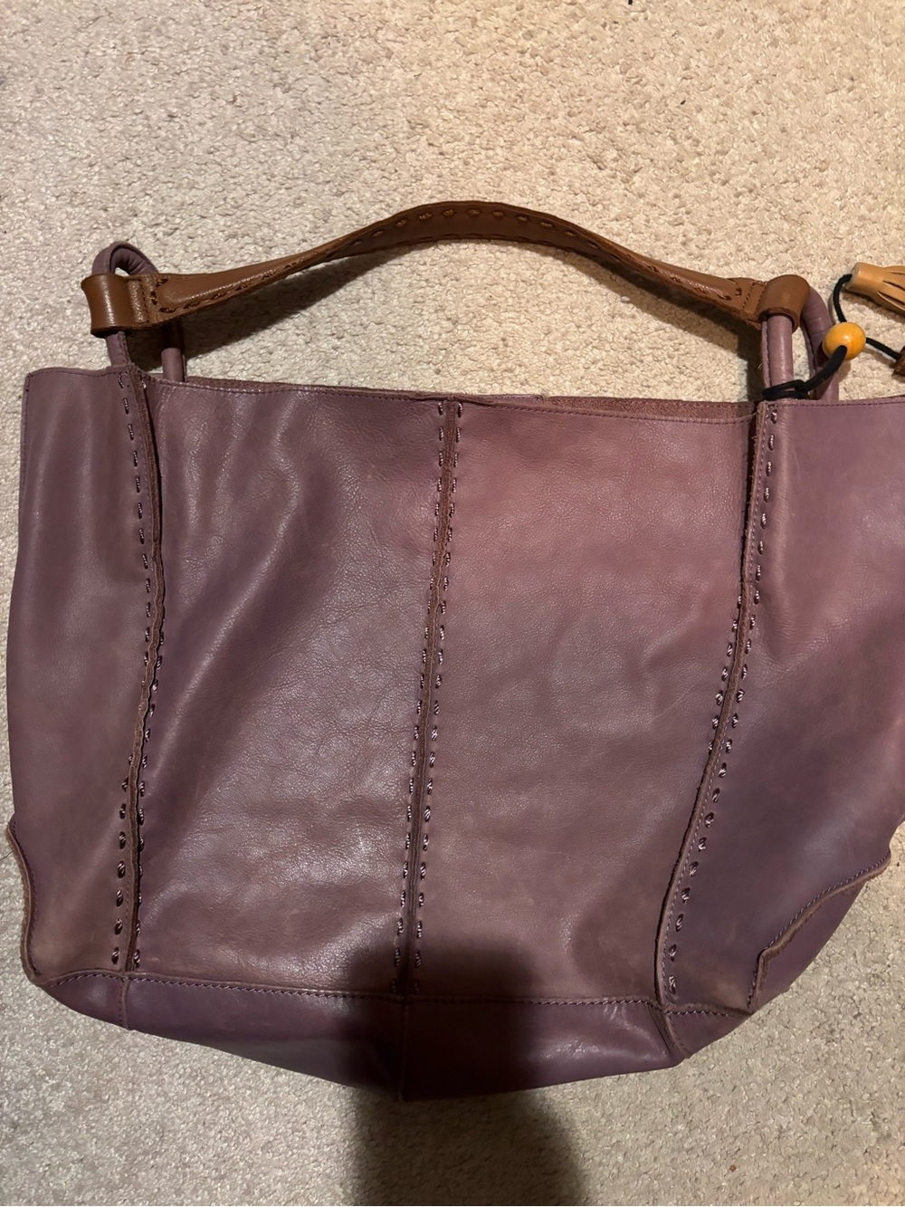 The Sak Los Feliz Leather Large Tote Slouchy Shoulder Bag Purple / Dusty Mauve - Picture 9 of 9